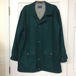Pendleton green wool coat elbow patches WARM